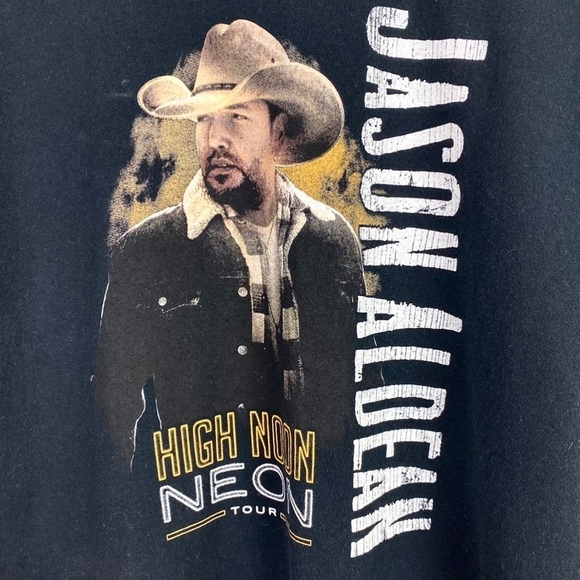 Gildan Jason Aldean High Noon Neon Tour Tee T Shirt Black Concert Graphic Sz L - Picture 3 of 7